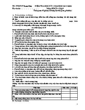Đề kiểm tra học kỳ I môn Giáo dục công dân Lớp 9 - Năm học 2015-2016 - Trường PTDTNT Buôn Đôn
